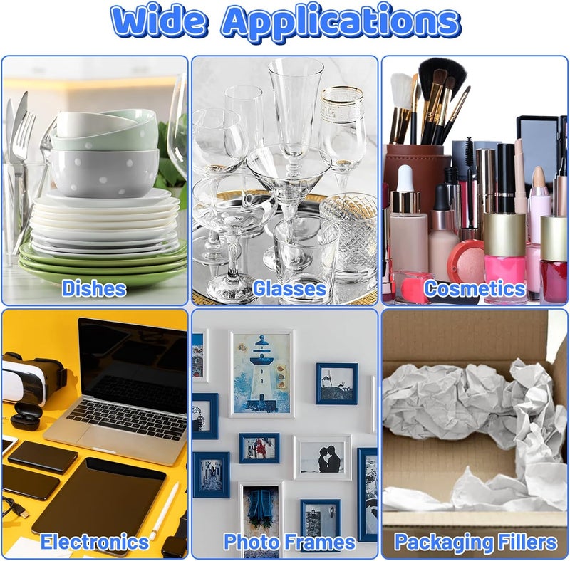 VIOBEPASS 320 Pcs Foam Pouches & Packing Paper for Moving Supplies, 5 Sizes Packing Foam Pouches, Newsprint Paper with Fragile Stickers for Protecting Dishes Cup China (16X16", 14X14",12X12", 7.8X12", 7.8X7.8") - Image 5